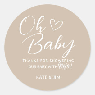 Oh Baby Gender Neutral Baby Shower Thank You Classic Round Sticker