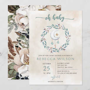 Oh Baby Gender Neutral Boho Baby Shower Invitation