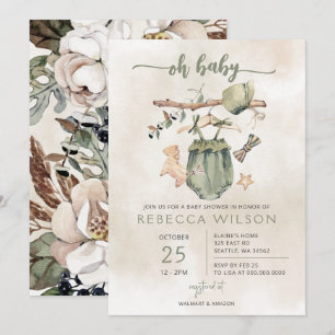 Oh Baby Gender Neutral Boho Baby Shower Invitation