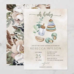 Oh Baby Gender Neutral Boho Baby Shower Invitation