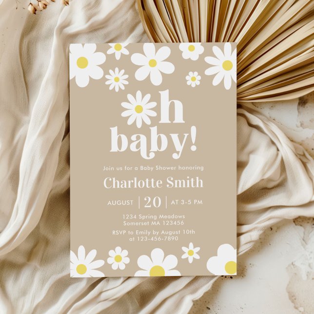 Oh Baby Gender Neutral Daisy Baby Shower Invitation (Creator Uploaded)