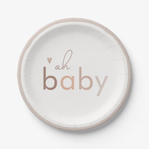 Oh Baby Gender Neutral Modern Baby Shower Paper Plate
