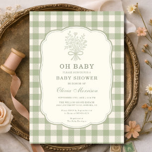 Oh Baby Gingham Baby Shower Invitation