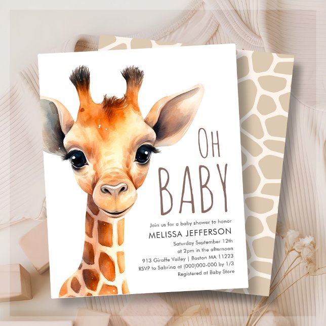 Oh Baby Giraffe Baby Shower Budget Invitation (Creator Uploaded)
