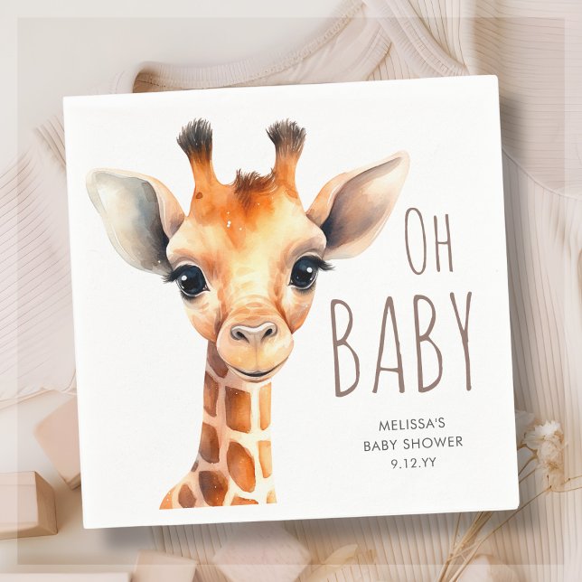 Oh Baby Giraffe Baby Shower  Napkin (Creator Uploaded)