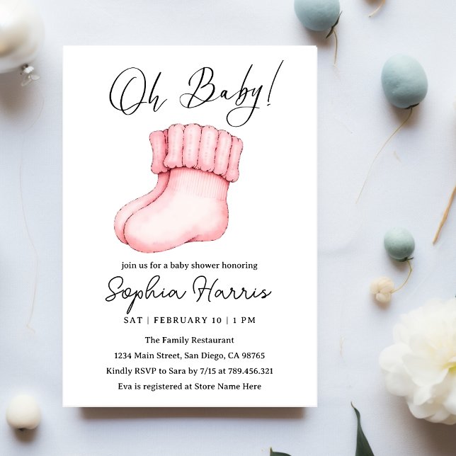 Oh baby girl  Baby Shower Invitation (Creator Uploaded)