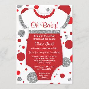 Oh Baby Girl, Baby Shower Invitation, Faux Glitter Invitation