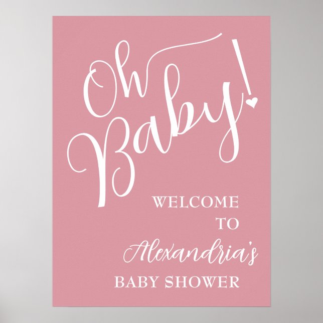 Oh Baby! Girl Baby Shower Welcome Poster (Front)