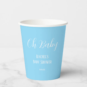 Oh Baby Girl Boy Baby Shower Daughter Son Blue Paper Cups