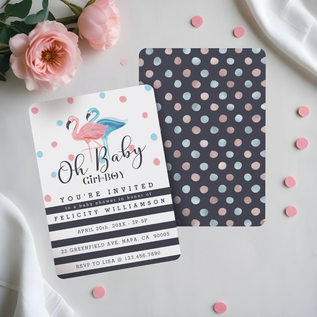 Oh Baby Girl - Boy Flamingo Baby Shower Invitation (Oh Baby Girl - Boy Flamingo Baby Shower Invitation)