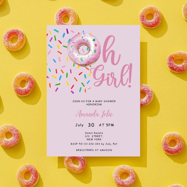 Oh Baby Girl Doughnut Theme Baby Shower Invitation (Creator Uploaded)