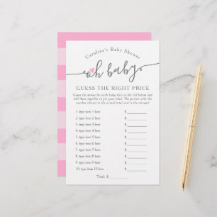 Oh Baby Girl Guess Price Pink Baby Shower Game