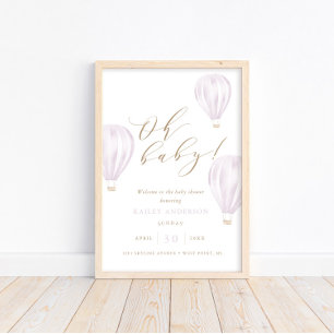 Oh Baby – Girl Hot Air Balloon Baby Shower Poster