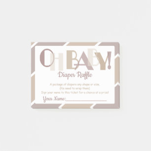Oh Baby Girl Mocha Modern Typography Diaper Raffle Post-it Notes