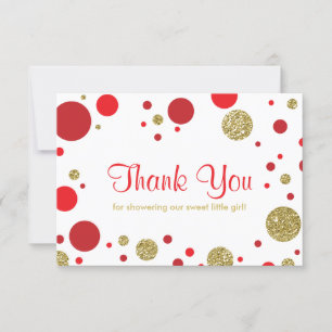 Oh Baby Girl, Thank You Card, Faux Glitter Card