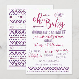 Oh Baby Girl Tribal Baby Shower Invitation