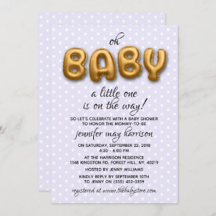 Oh Baby! Gold Foil Balloon Neutral Baby Shower Invitation
