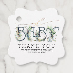 Oh Baby Gold Leaves Greenery Baby Shower Favour Tags