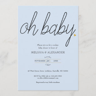 Oh Baby Gold Love Heart Couples Baby Shower Invitation