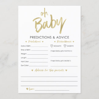 Oh Baby Gold Predictions and Advice Card