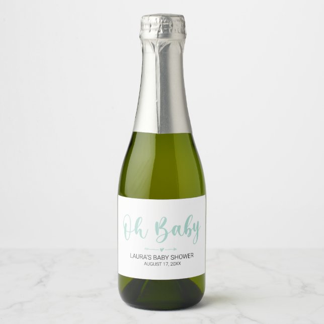 Oh Baby Green Mini Sparkling Wine Bottle Label (Front)