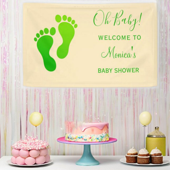 Oh Baby Green Welcome Baby Shower Banner (Creator Uploaded)