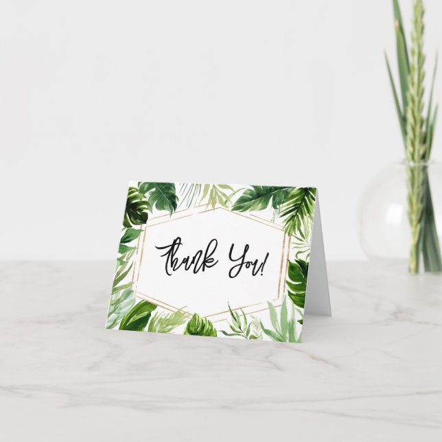 Oh Baby Greenery Baby Shower Thank You Card (Front)