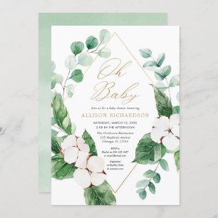 Oh Baby greenery eucalyptus spring baby shower Invitation
