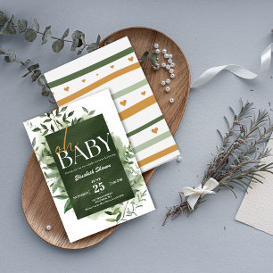 Oh Baby! Greenery Watercolor Baby Shower  Invitation