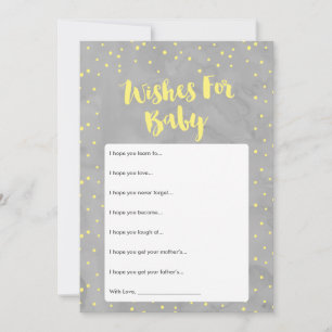 Oh Baby Grey and Yellow Baby Shower Wishes Card