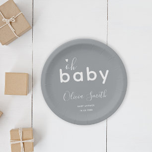 Oh Baby Grey Paper Plate