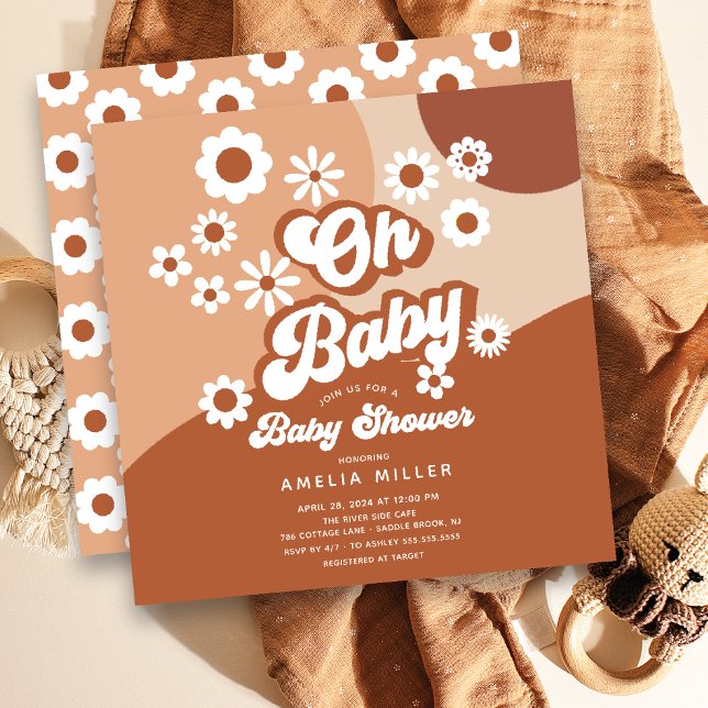 Oh Baby Groovy Baby Shower Invitation (Creator Uploaded)