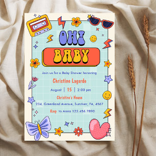 Oh! Baby Groovy Hippie Baby Shower Party  Invitation