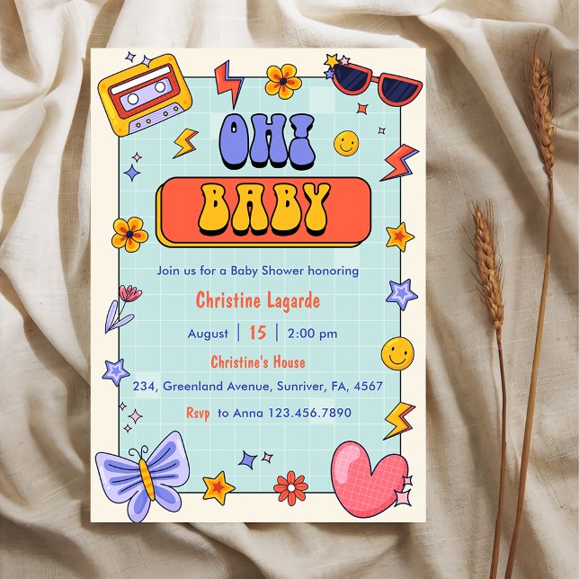 Oh! Baby Groovy Hippie Baby Shower Party  Invitation (Creator Uploaded)