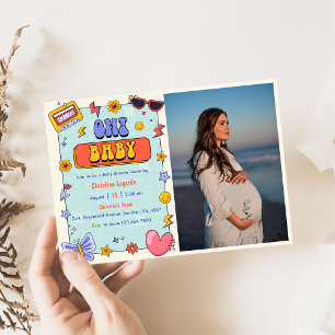 Oh! Baby Groovy Hippie Baby Shower Party Photo  Invitation