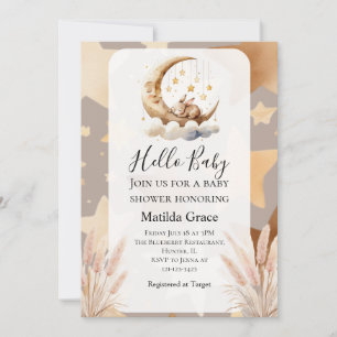 Oh Baby Half Moon Bunny Invitation