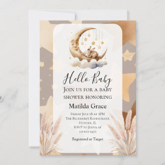 Oh Baby Half Moon Bunny Invitation