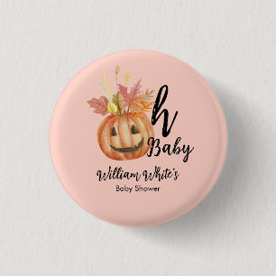Oh Baby! Halloween Fall Pumpkin Leave Baby Shower 3 Cm Round Badge