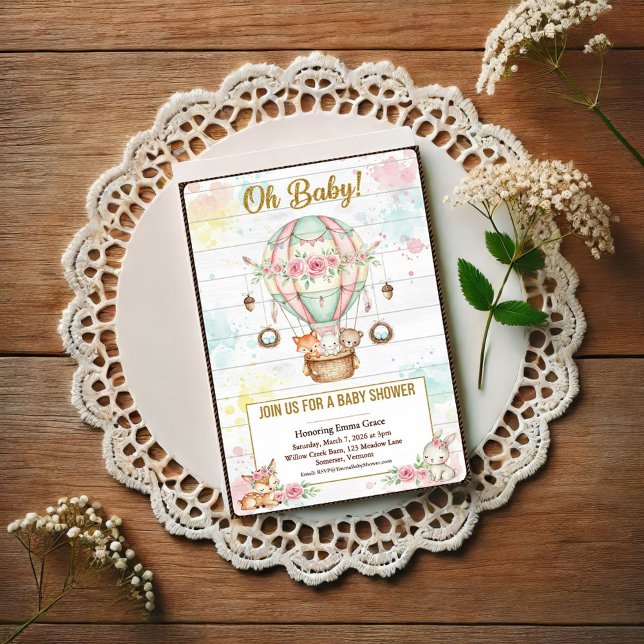 Oh Baby Hot Air Balloon Baby Shower Invitation (Creator Uploaded)