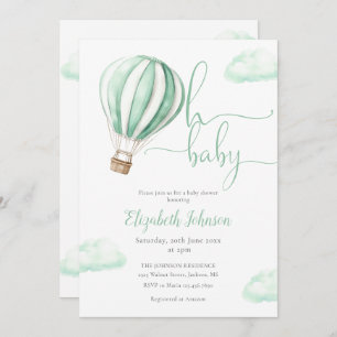Oh Baby Hot Air Balloon Neutral Baby Shower Invitation