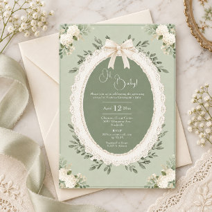 Oh Baby Hydrangea Vintage Baby Shower Invitation