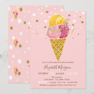 Oh Baby Ice creams Stars Baby Shower Invitation