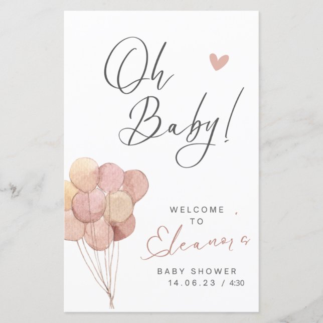 Oh baby invitation girls (Front)