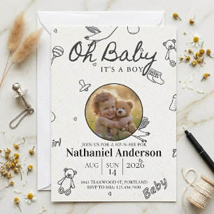 Oh Baby Its A Boy Sip N See Photo Invitation