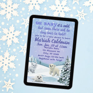 OH BABY it's cold, Arctic Animal Baby Shower Invitation