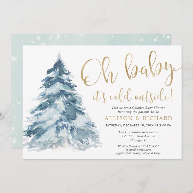 Oh Baby it's cold outside Couples baby shower Invitation (Front/Back)
