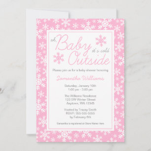 Oh Baby It's Cold Outside Pink Baby Shower Invitation