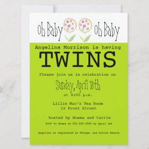 Oh Baby It's Twins - Baby Shower Invitation