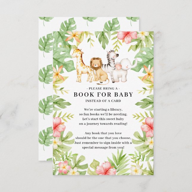 Oh Baby Jungle Baby Shower Book for Baby Enclosure Card (Front/Back)