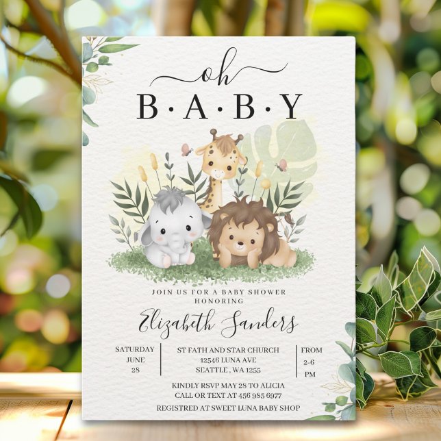 Oh Baby Jungle Baby Shower Boy Invitation (Creator Uploaded)